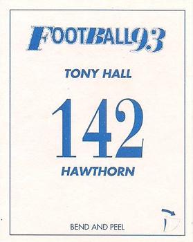 1993 Select AFL Stickers #142 Tony Hall Back